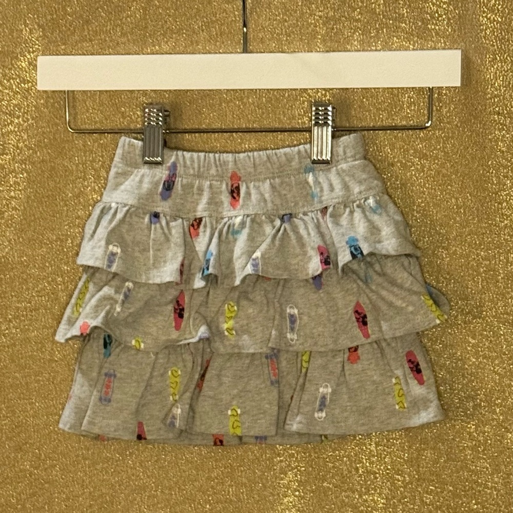 Bundle: Gray Ruffled Skort with Colorful Print, Khaki and Tie Dye Skorts